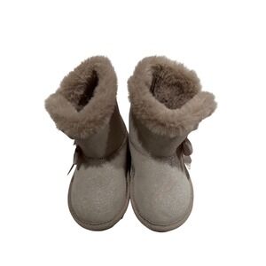 Bearpaw Kids Girls Sparkle Glitter Boots‎ Pink Bow Warm Winter Size 5